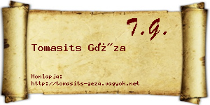 Tomasits Géza névjegykártya