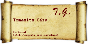 Tomasits Géza névjegykártya